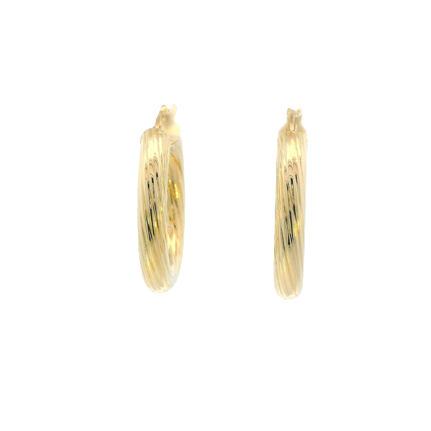 Estate 14K Yellow Gold 3.5mm x 23mm Oval Oval Hoop Style Earrings