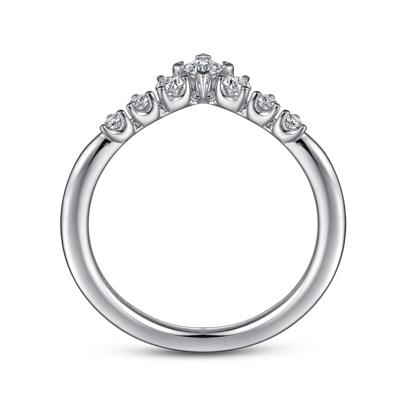 Gabriel 14K White Gold 0.27ctw Contoured Diamond Band