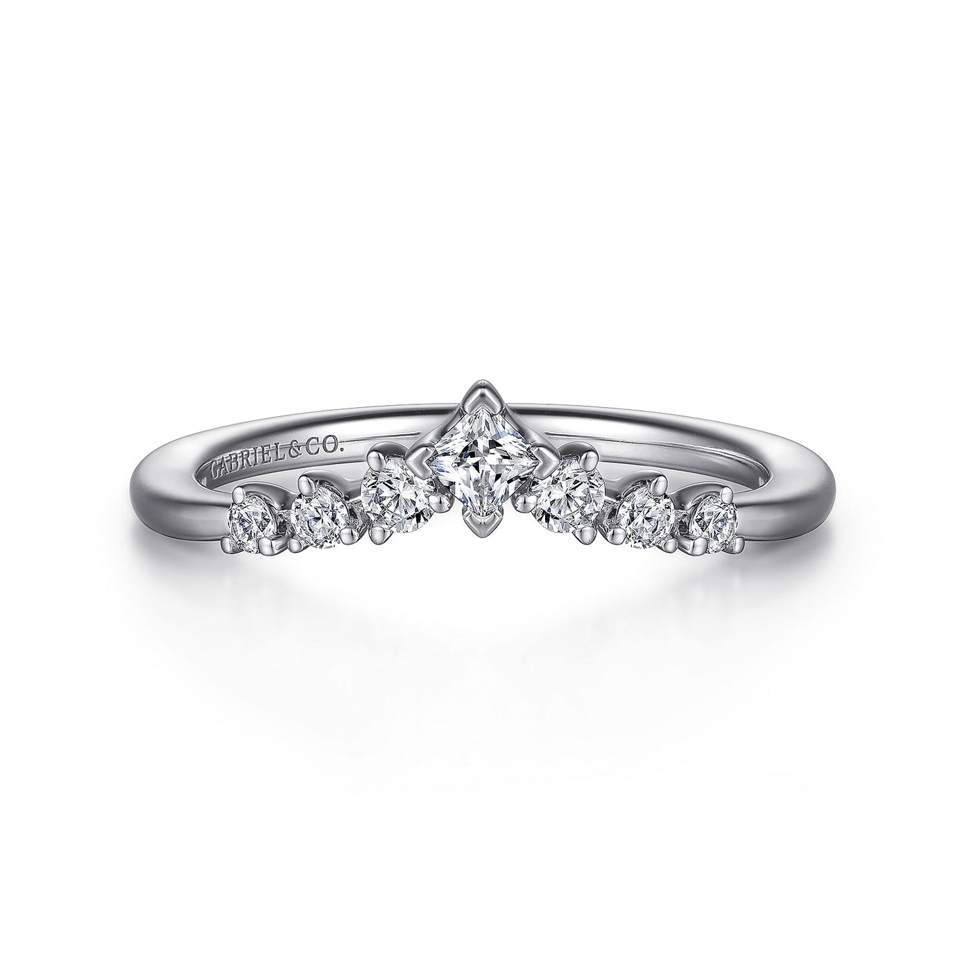 Gabriel 14K White Gold 0.27ctw Contoured Diamond Band