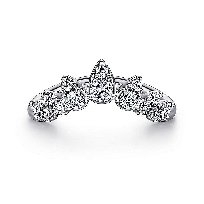 Gabriel 14K White Gold 0.43ctw Chevron Diamond Band