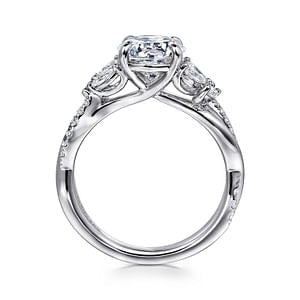 Gabriel - Floral Collection 14K White Gold 0.40ctw 4 Prong Style Diamond Semi-Mount Engagement Ring