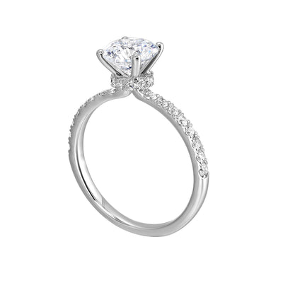 Thollot-Colorado Cut 14K White Gold 0.38ctw 4 Prong Style Diamond Semi-Mount Engagement Ring