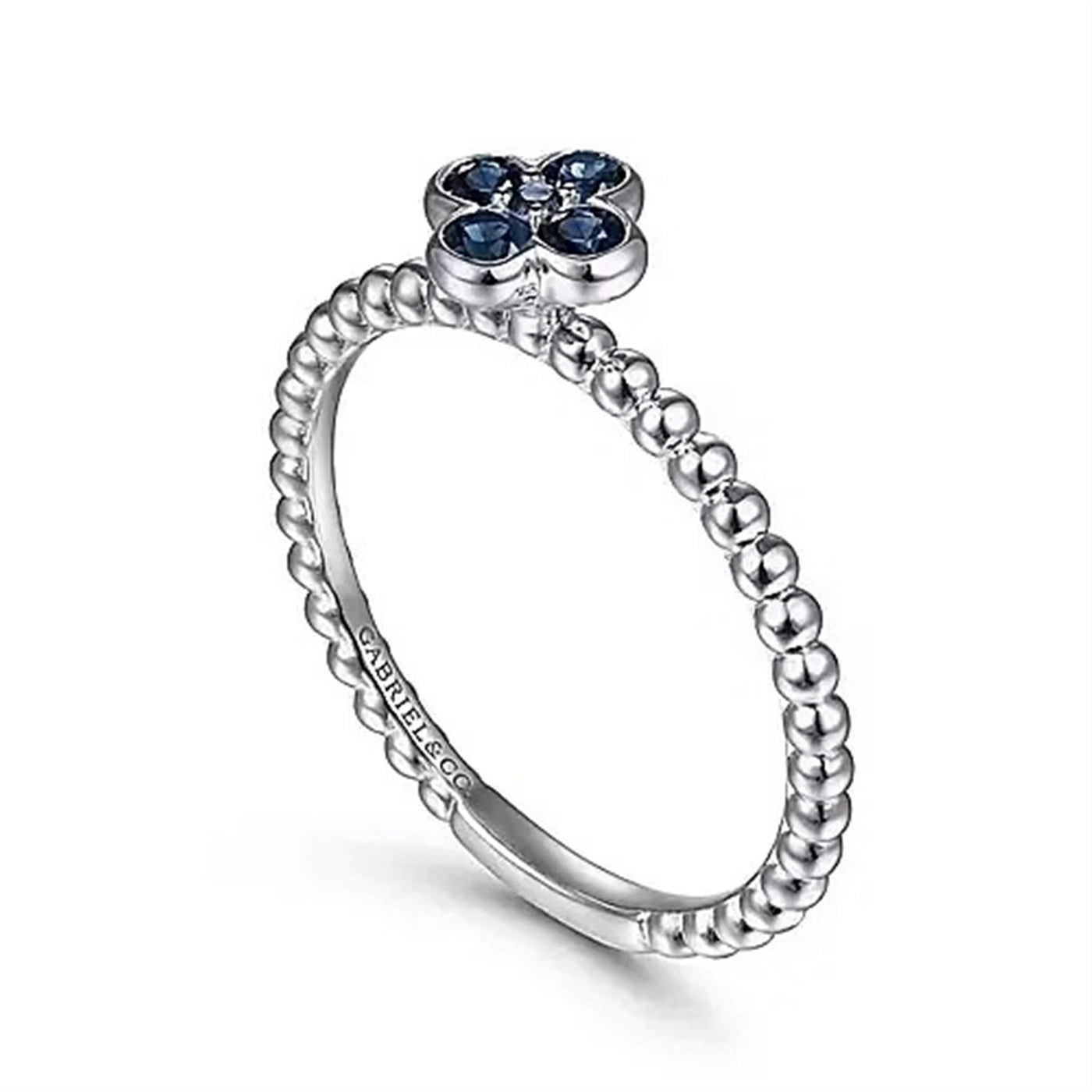 Gabriel Sterling Silver .23ctw Five Stone Style Sapphires Ring