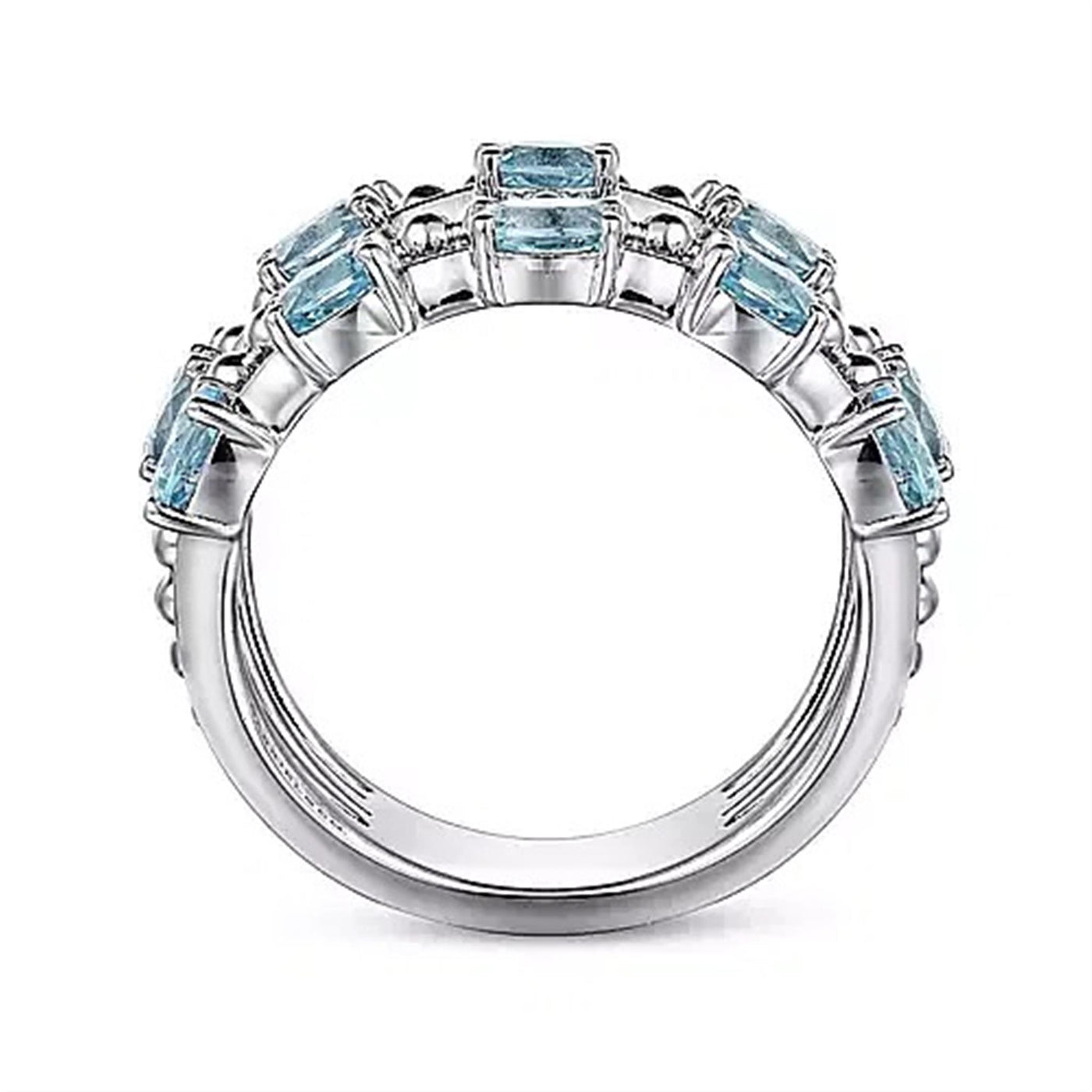 Gabriel Sterling Silver 2.91ctw Band Style Blue Topaz Ring