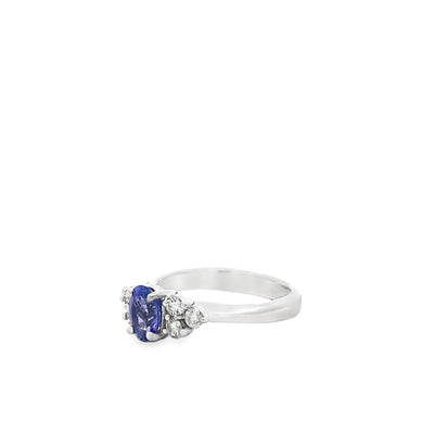 Estate 14K White Gold 1.13ctw Multi Stone Style Tanzanite and Diamonds Ring