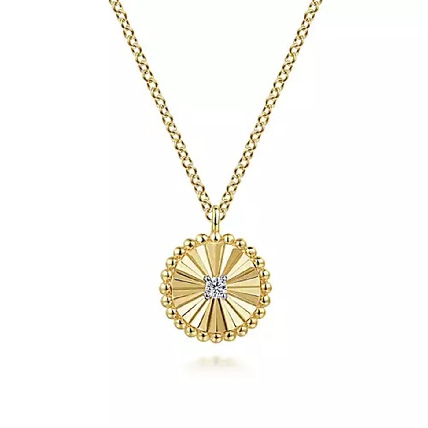 Gabriel - Bujukan Collection 14K White & Yellow Gold .03ctw Circle Style Pendant
