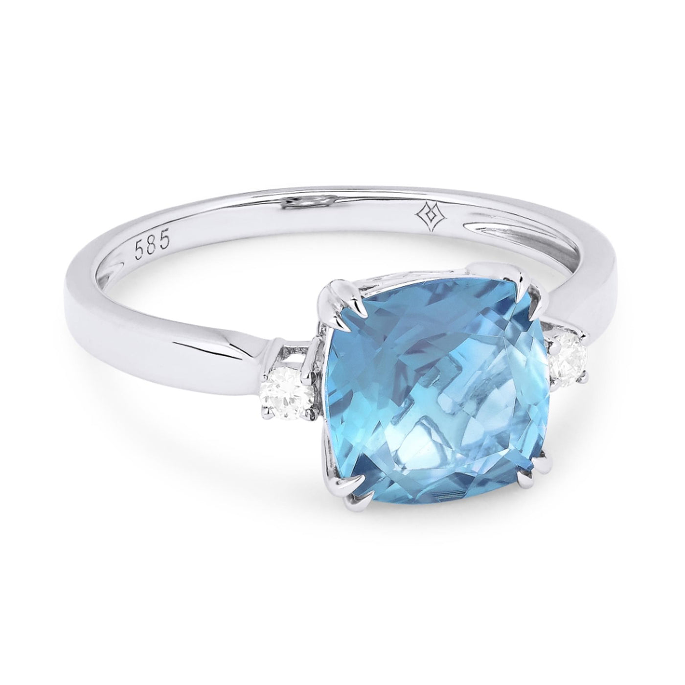 Madison L 14K White Gold 2.71ctw Traditional Style Blue Topaz and Diamonds Ring