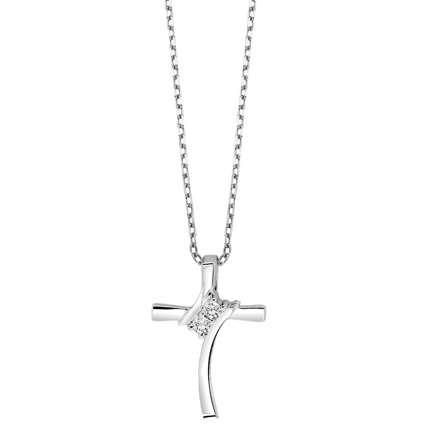Sterling Silver 0.05ctw Cross Style Pendant