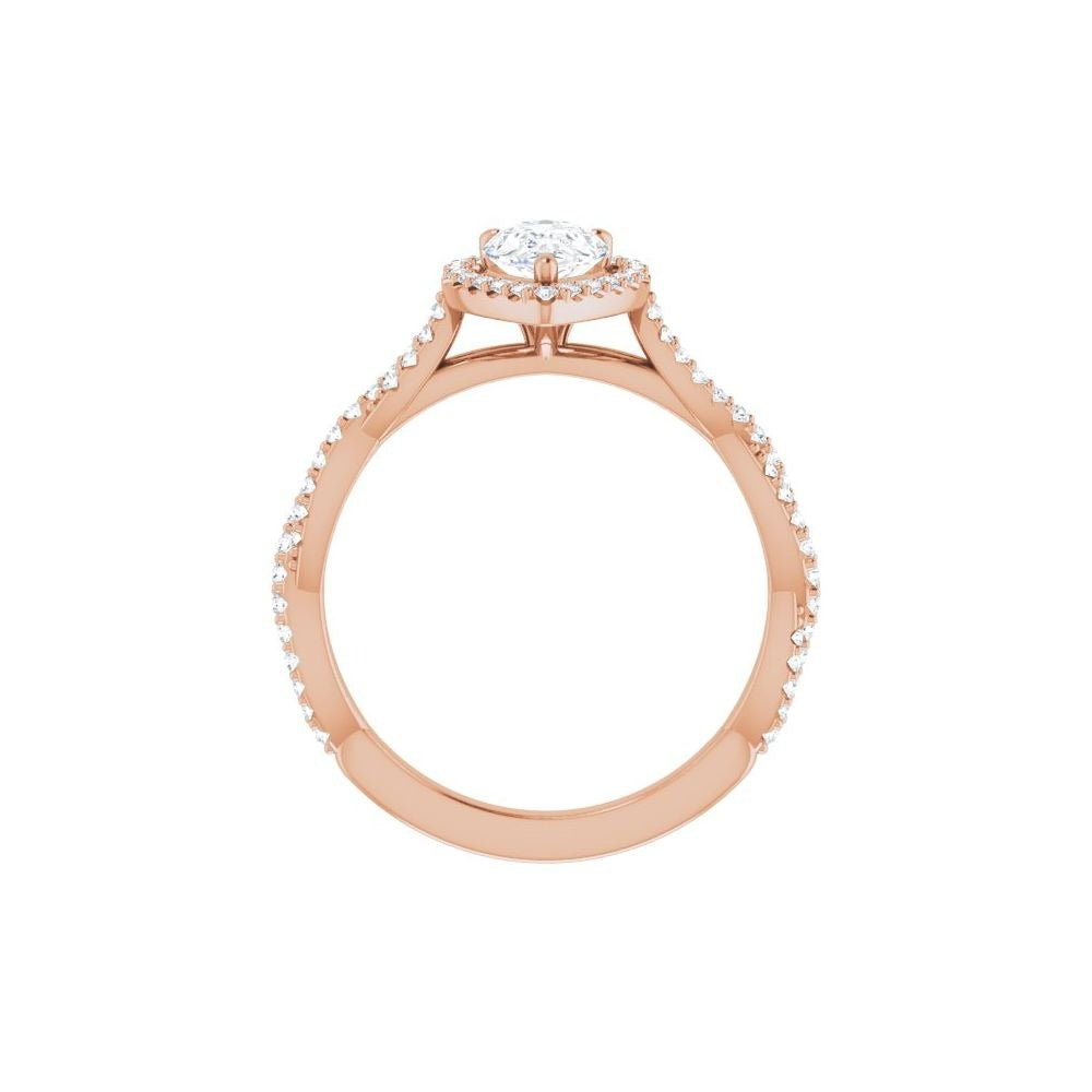 Ever & Ever 14K Rose Gold .25ctw Pear Halo Style Diamond Semi-Mount Engagement Ring