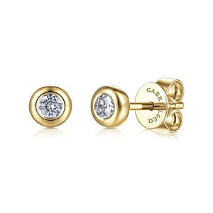 Gabriel 14K Yellow Gold 0.20ctw Stud Style Round Sapphires Earrings