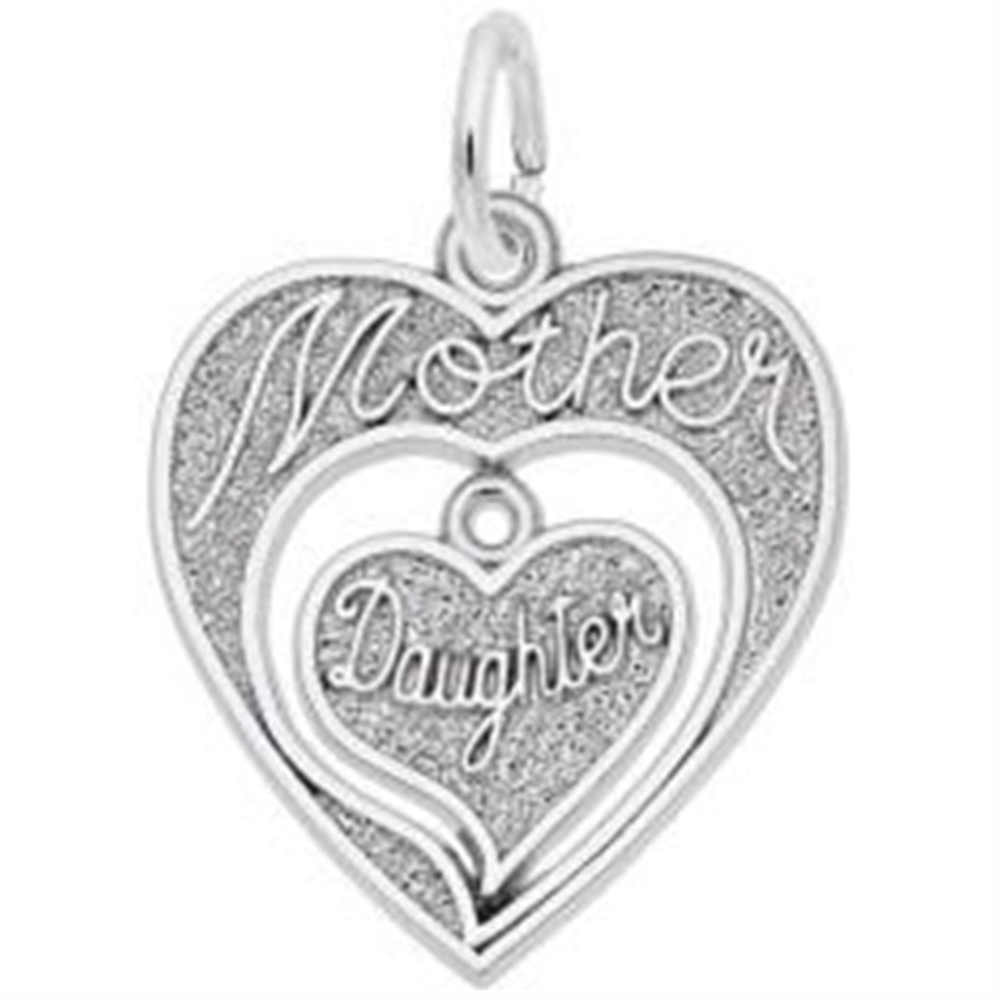 Sterling Silver Mother & Daughter Heart Sentiment Charm