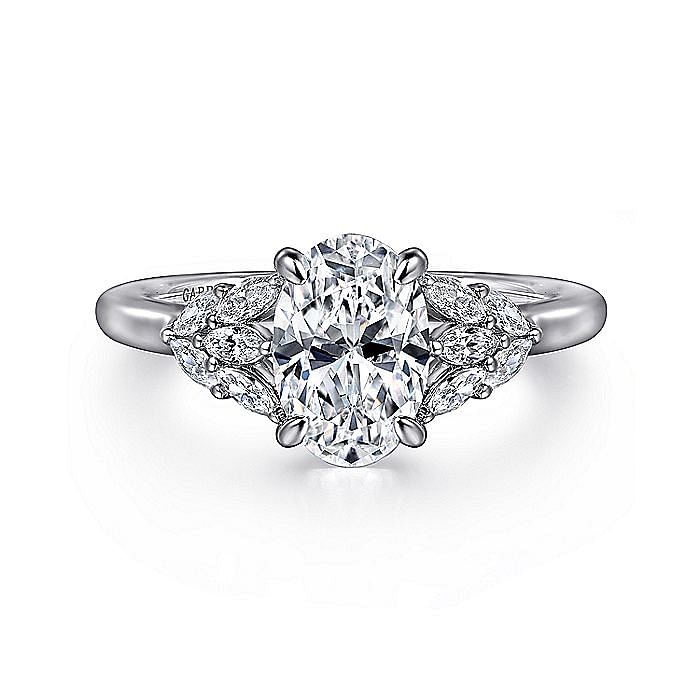 Gabriel 14K White Gold 0.33ctw 4 Prong Style Diamond Semi-Mount Engagement Ring