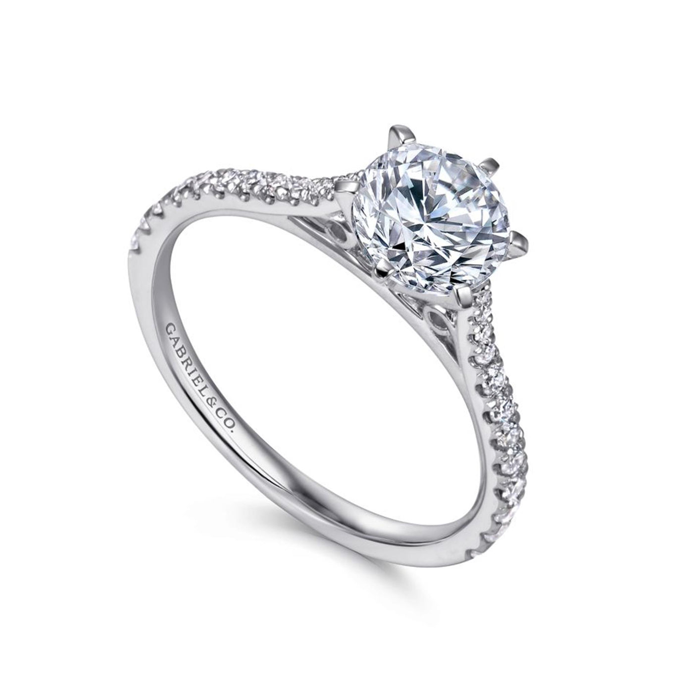 Gabriel 14K White Gold .27ctw 6 Prong Style Diamond Semi-Mount Engagement Ring