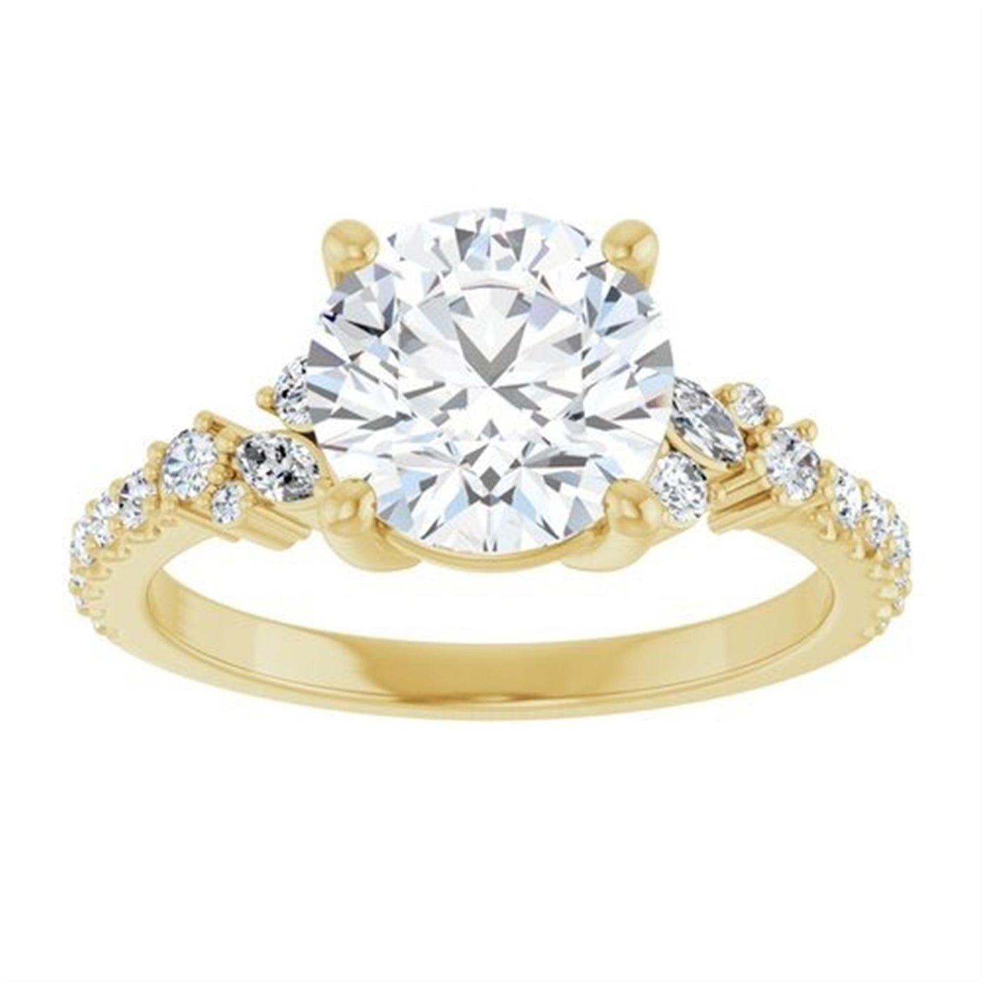 Ever & Ever 14K Yellow Gold 0.33ctw 4 Prong Style Diamond Semi-Mount Engagement Ring