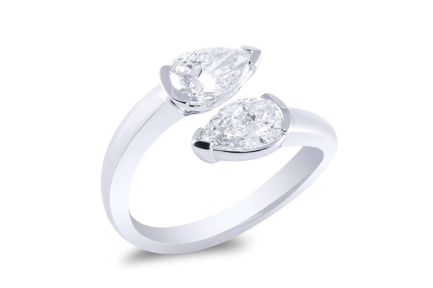 14K White Gold 1.65ctw Bypass Lab Grown Diamond Fashion Ring