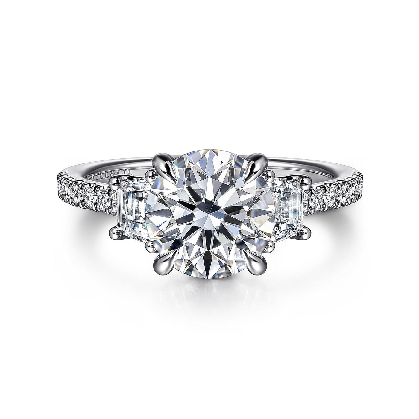 Gabriel - Lotus Collection 14K White Gold 0.60ctw 4 Prong Style Diamond Semi-Mount Engagement Ring