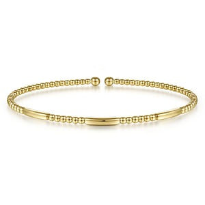 Gabriel 14K Yellow Gold 6.25" Solid Bangle Bead Fashion Bracelet