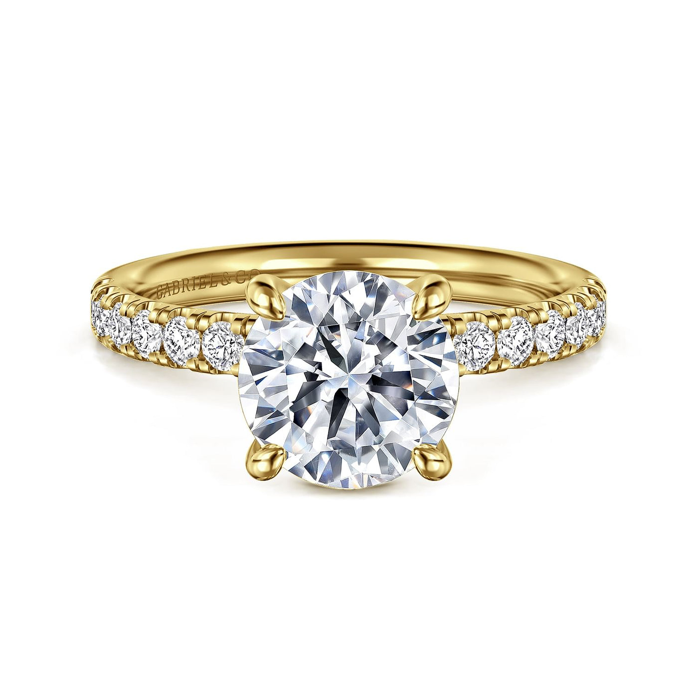 Gabriel 14K Yellow Gold 0.353ctw 4 Prong Style Diamond Semi-Mount Engagement Ring