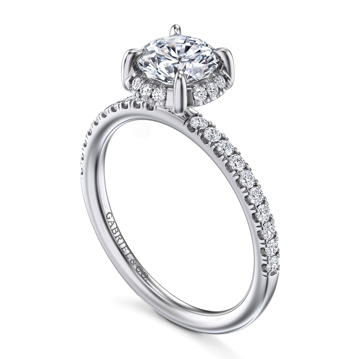 Gabriel 14K White Gold 0.255ctw 4 Prong Style Diamond Semi-Mount Engagement Ring