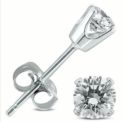 14K White Gold 0.75ctw Diamond Stud Earrings in Four Prong Basket Settings