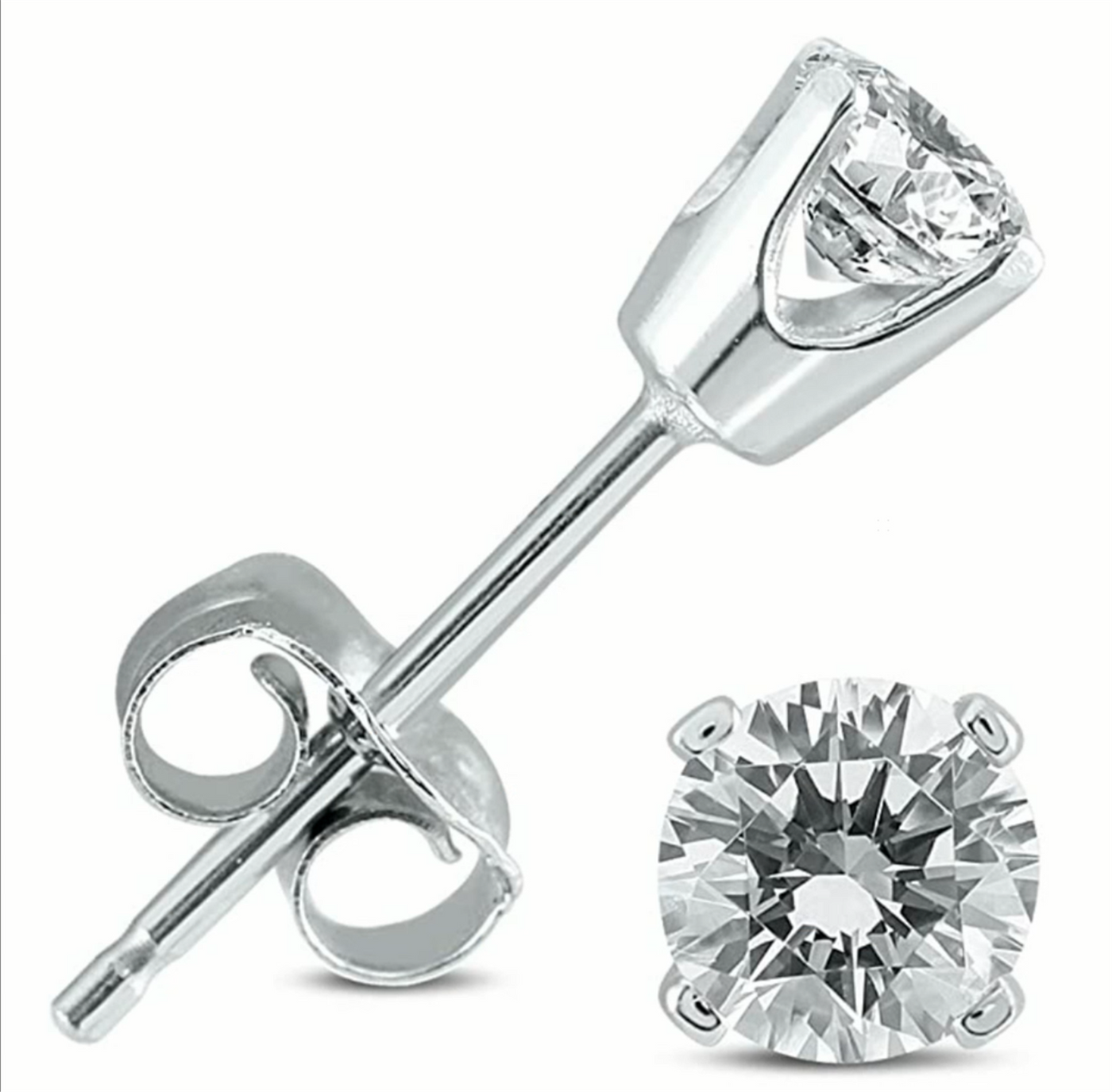 14K White Gold 0.50ctw Diamond Stud Earrings in Four Prong Basket Settings