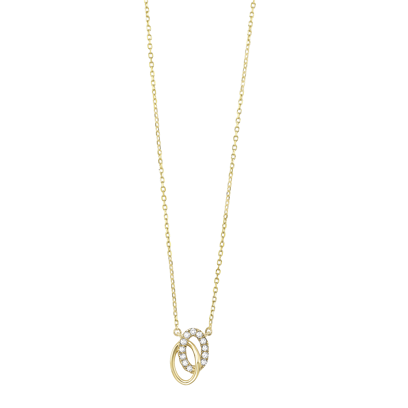14K Yellow Gold .08ctw Double Oval Style Pendant