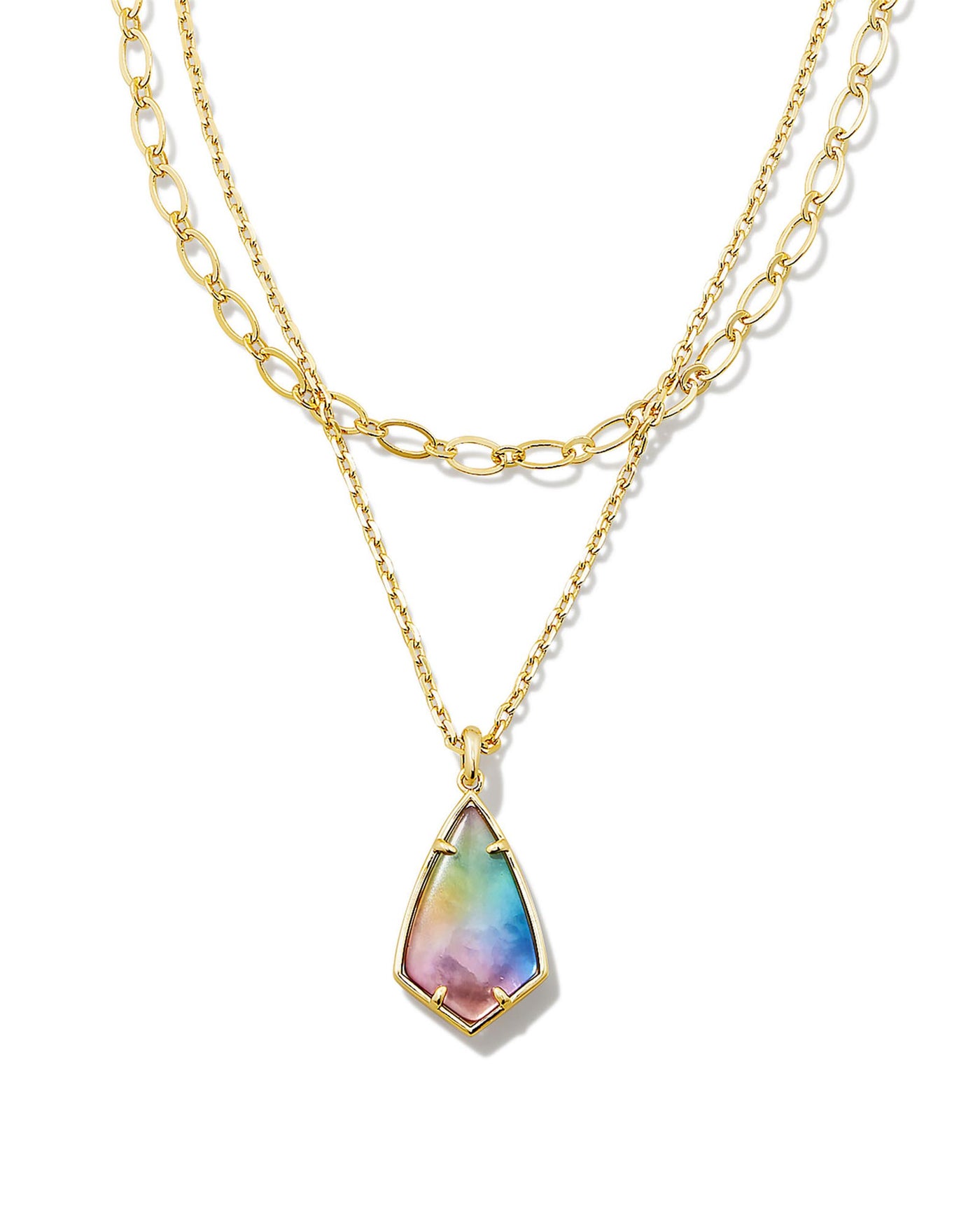 Gold Tone Necklace Featuring Water Color Illusion by Kendra Scott