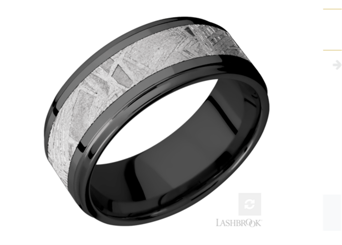 9mm Black Zirconium and Meteorite Wedding Band