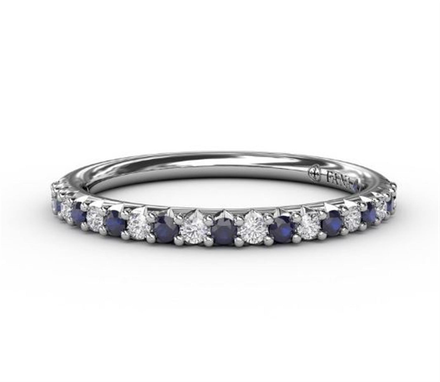 Fana 14K White Gold 0.32ctw Band Style Ring with Diamonds and Sapphires