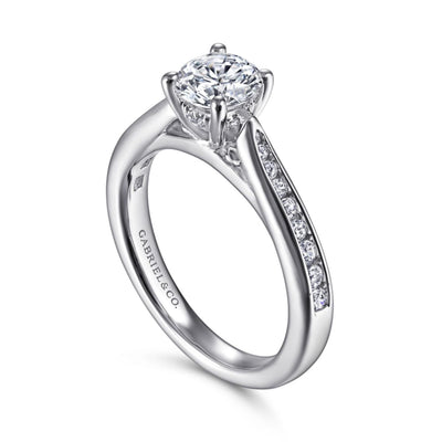 Gabriel 14K White Gold .28ctw 4 Prong Style Diamond Semi-Mount Engagement Ring