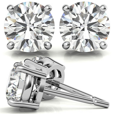 14K White Gold 1.50ctw Diamond Stud Earrings in Four Prong Basket Settings