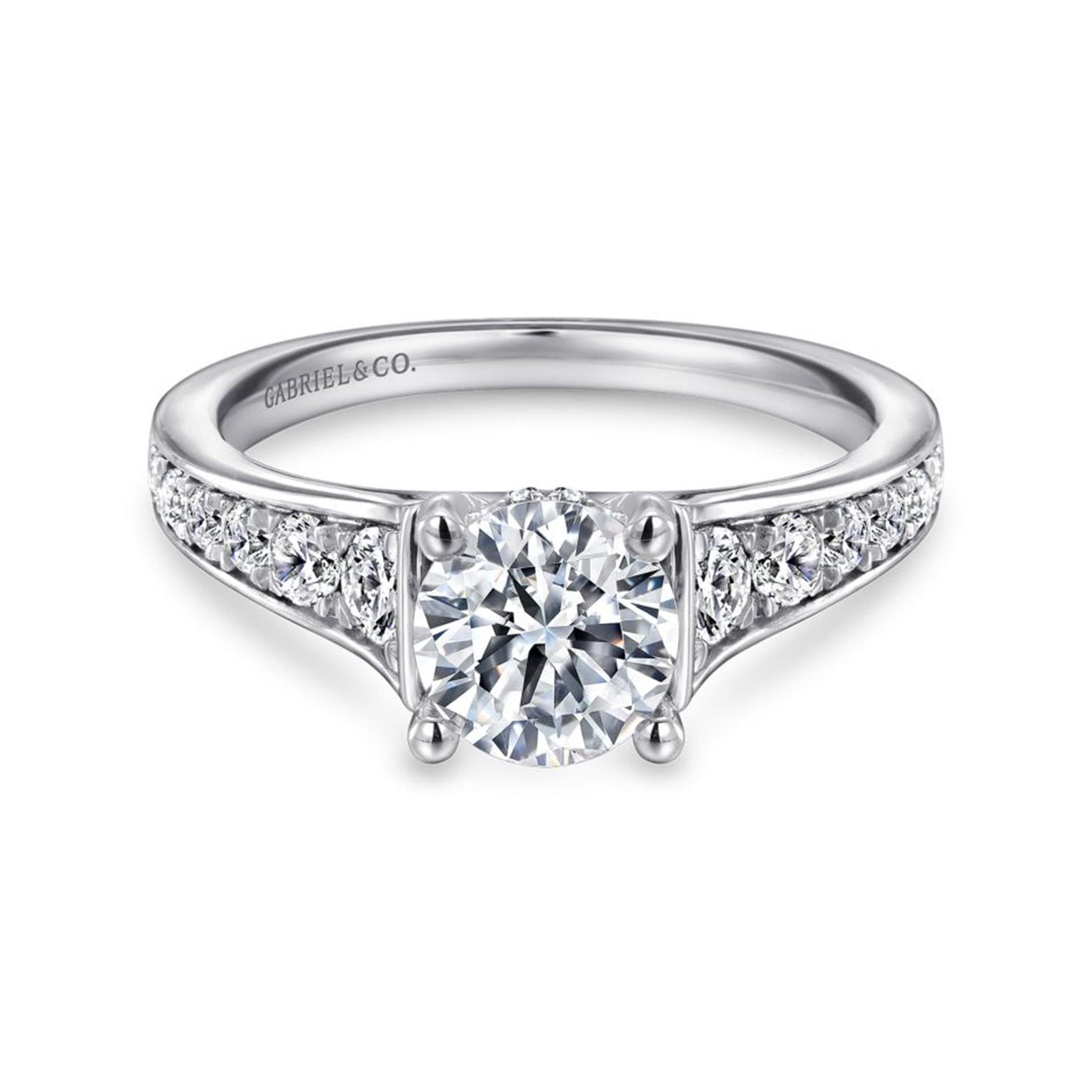 Gabriel 14K White Gold .27ctw 4 Prong Style Diamond Semi-Mount Engagement Ring