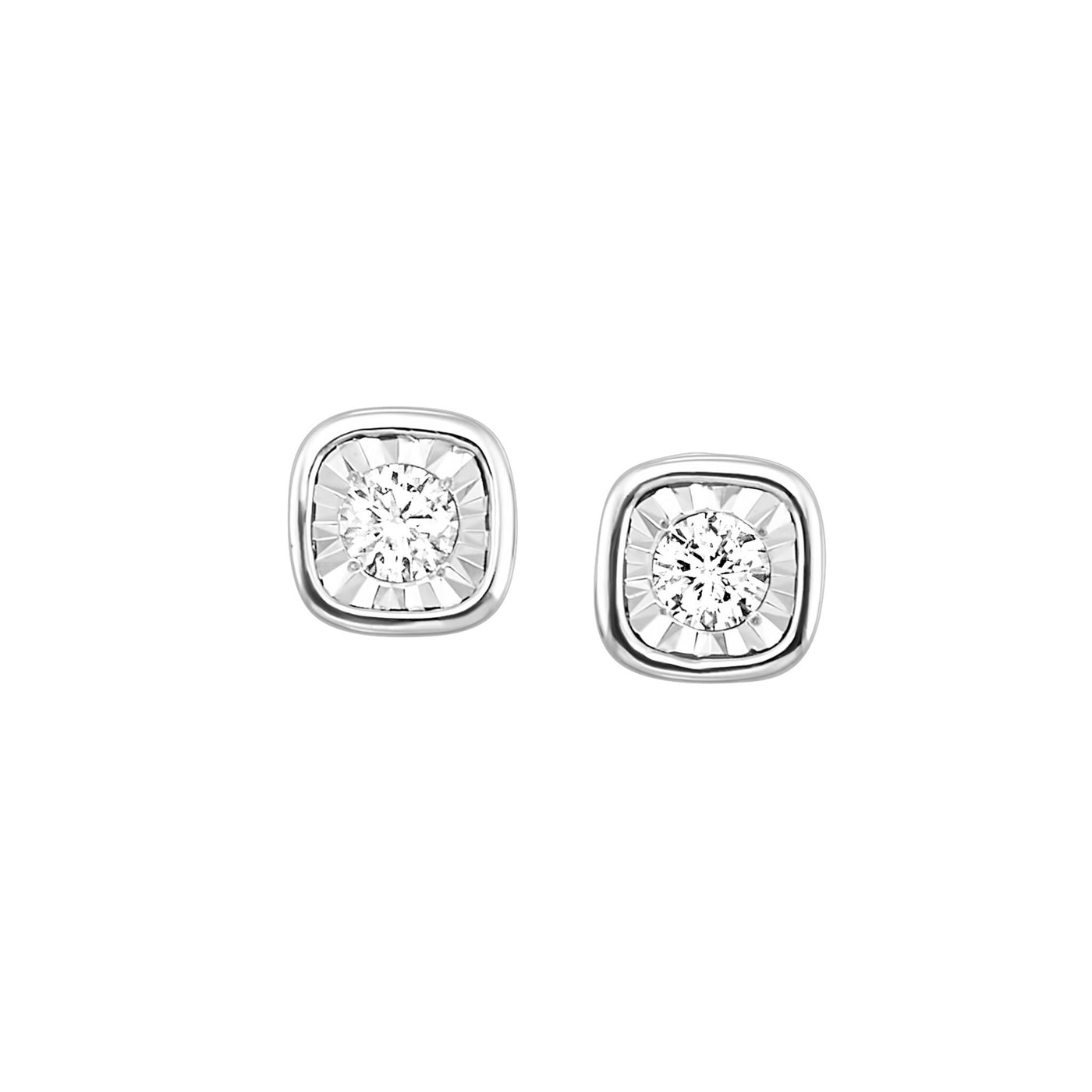 14K White Gold .17ctw Contemporary Stud Style Diamond Earrings