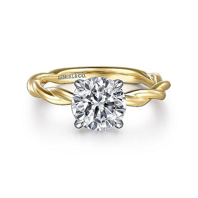 Gabriel 14K White & Yellow Gold 4 Prong Style Diamond Semi-Mount Engagement Ring