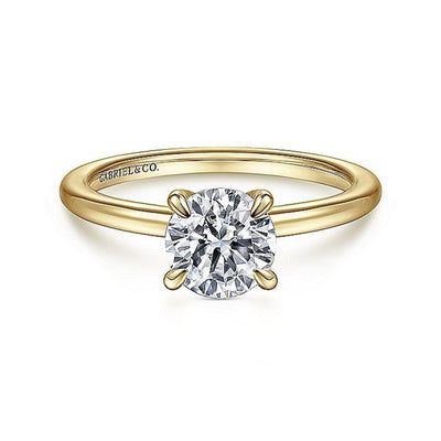 Gabriel - Classic Collection 14K Yellow Gold 0.00ctw 4 Prong Style Diamond Semi-Mount Engagement Ring