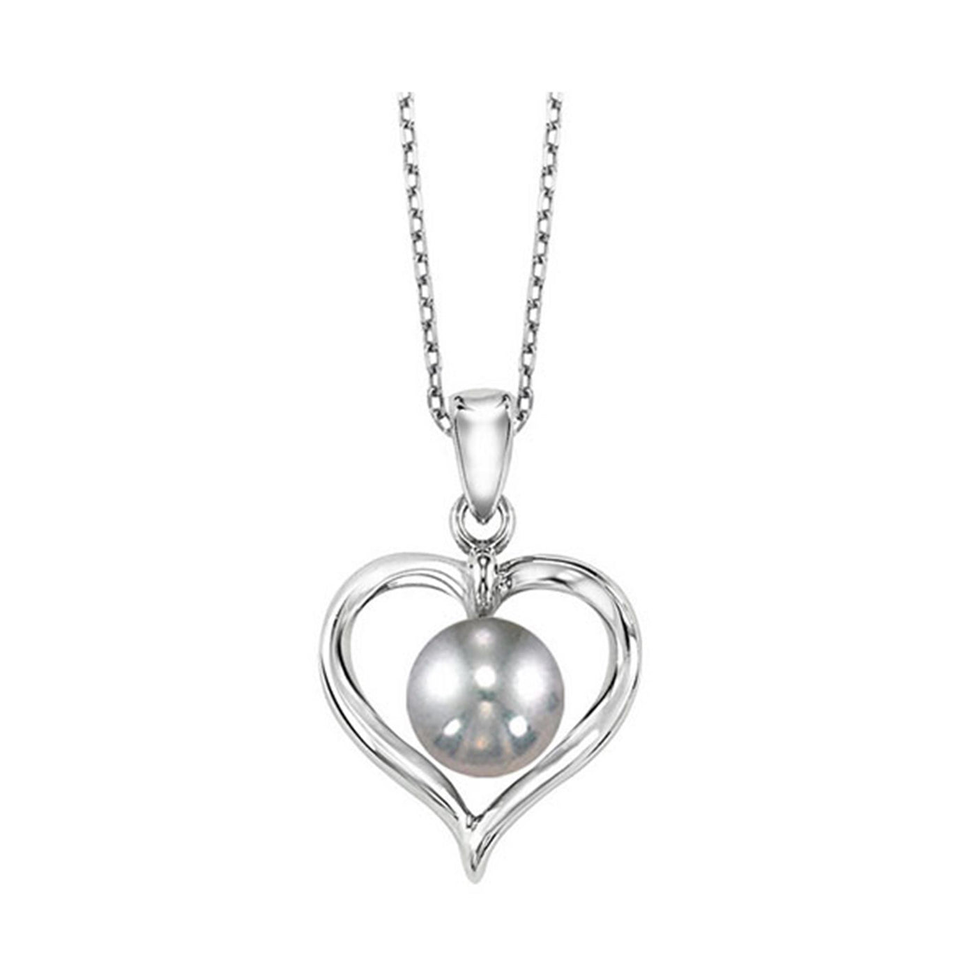 Sterling Silver 18" Freshwater Pearl Heart Necklace