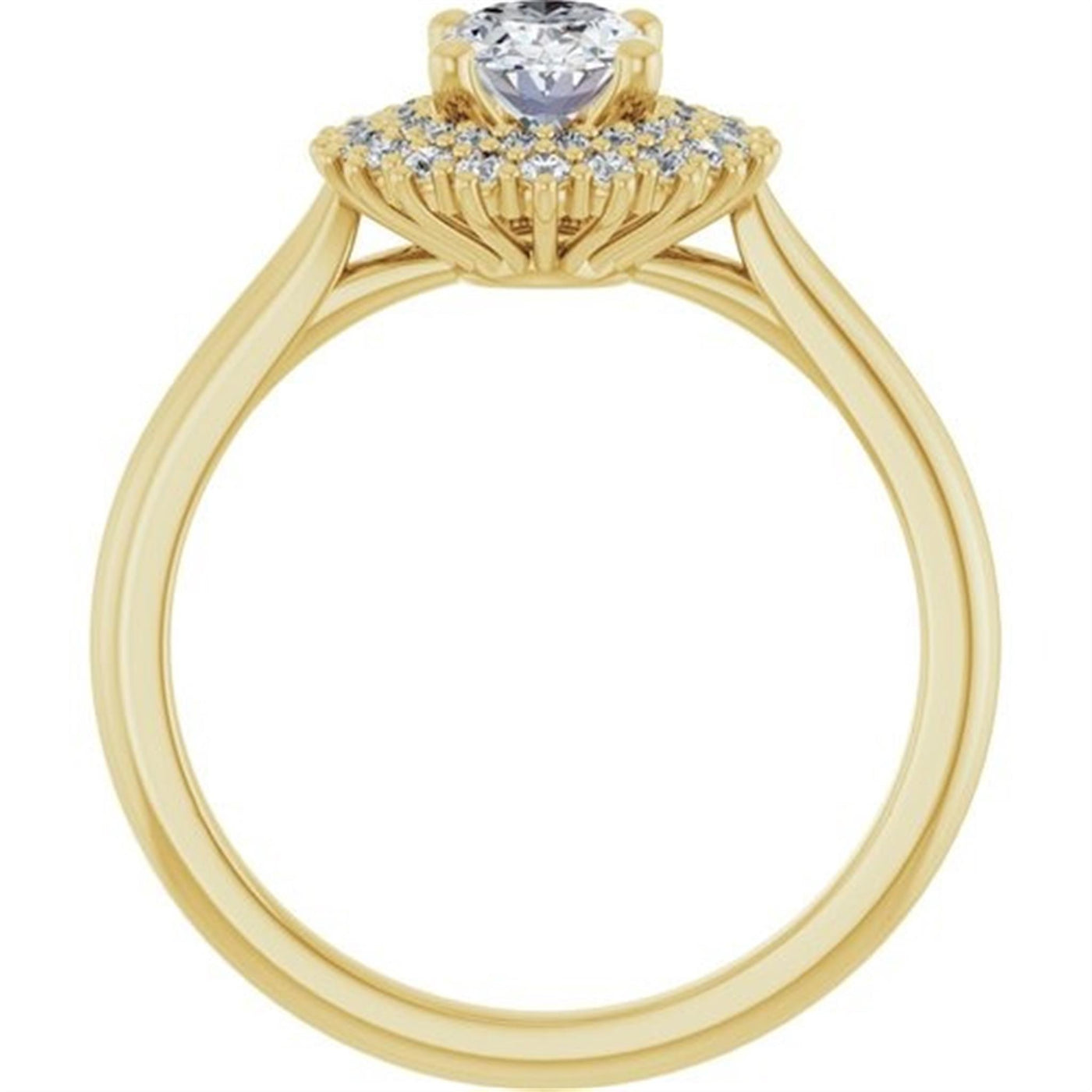 Ever & Ever 14K Yellow Gold 0.375ctw Double Halo Style Diamond Semi-Mount Engagement Ring