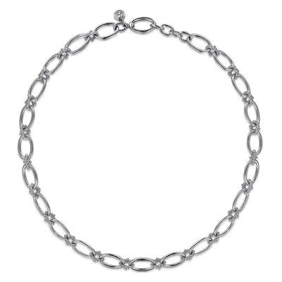 Gabriel Sterling Silver 10mm 17" Fancy Link Chain