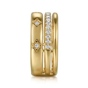 Gabriel 14K Yellow Gold 0.30ctw Stackable Diamond Fashion Ring