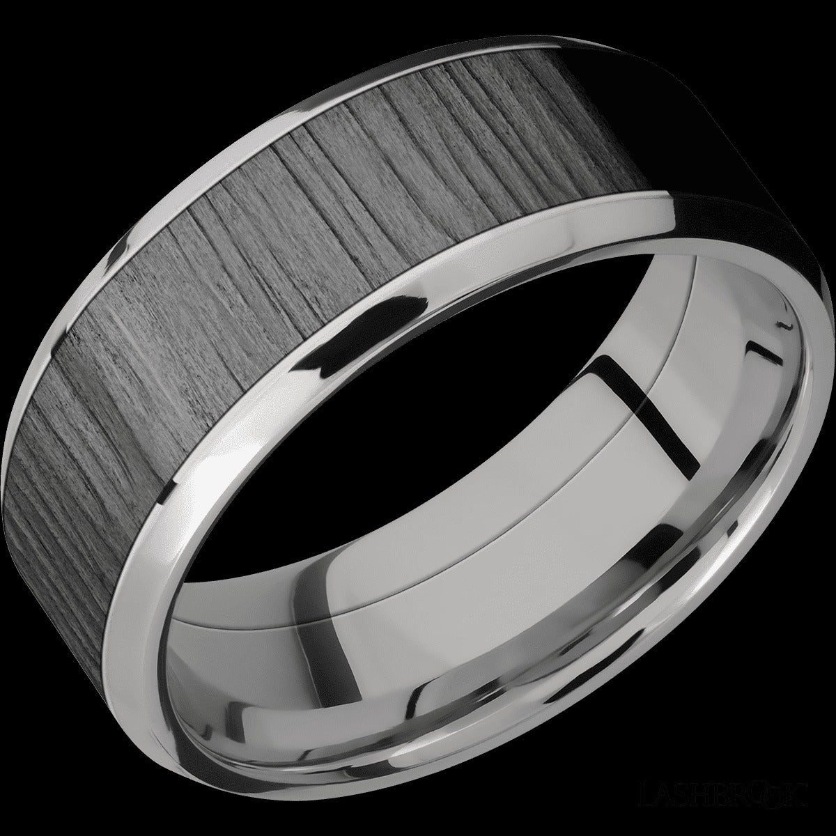8mm Titanium and Black Zirconium Wedding Band