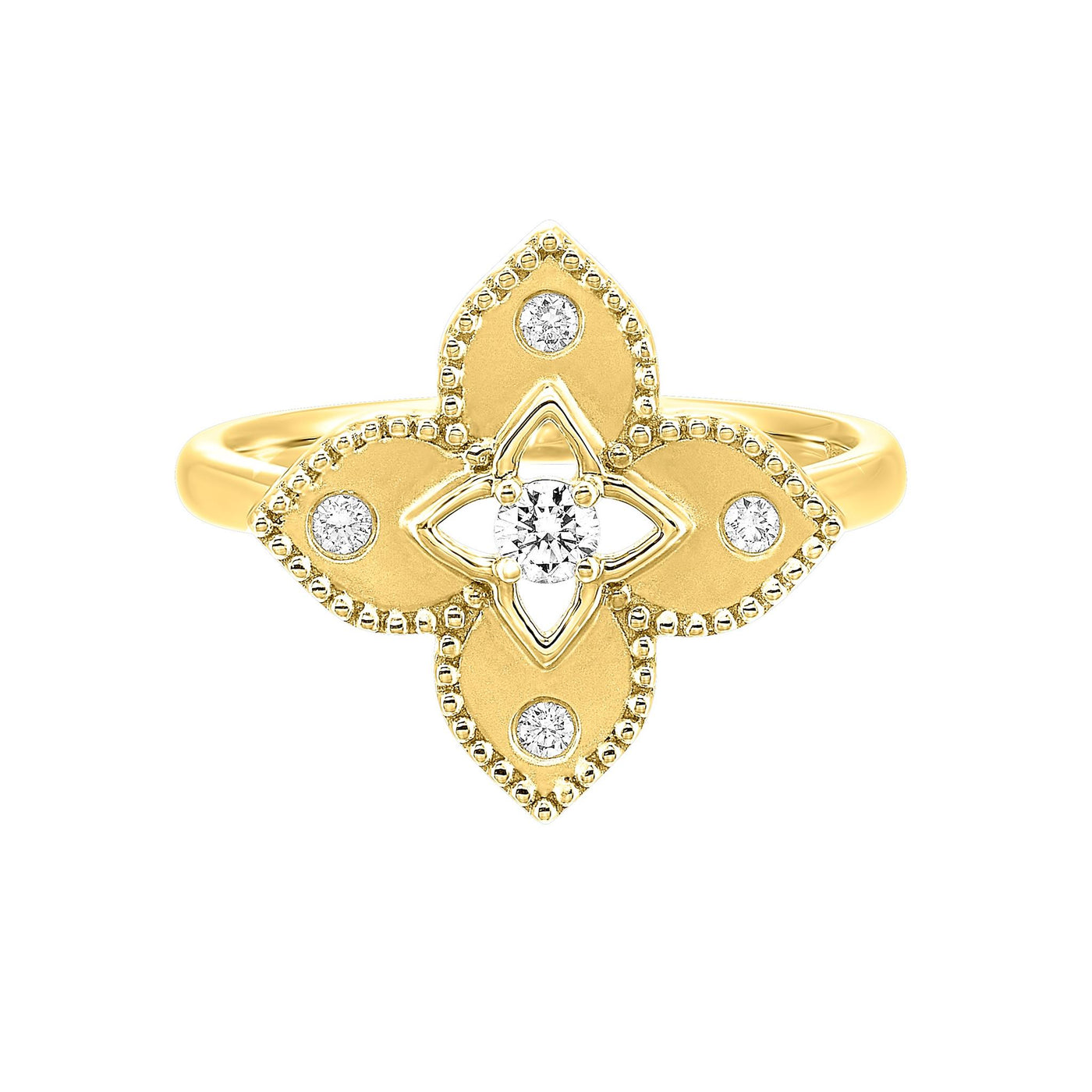 14K Yellow Gold .17ctw Etruscan Diamond Fashion Ring