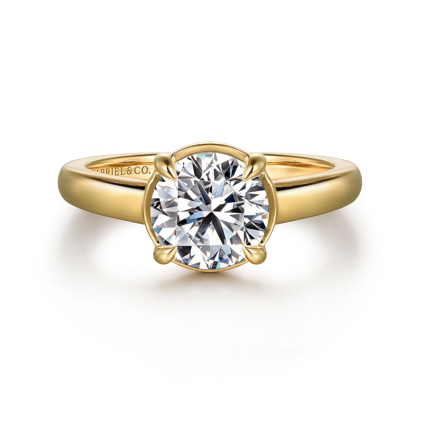 Gabriel 14K Yellow Gold 0.15ctw 4 Prong Style Diamond Semi-Mount Engagement Ring