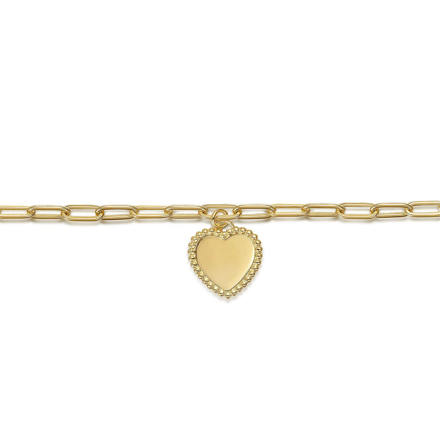 Gabriel 14K Yellow Gold 7" Solid Charm Paper Clip Fashion Bracelet