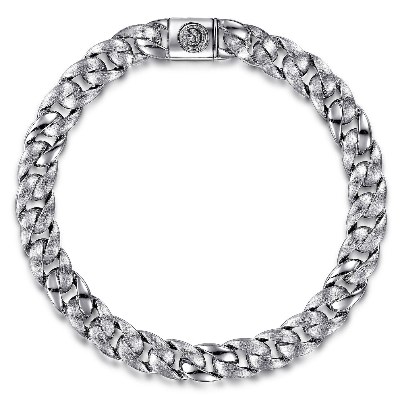 Gabriel Sterling Silver 8.5" Solid Fancy Link Cuban Fashion Bracelet