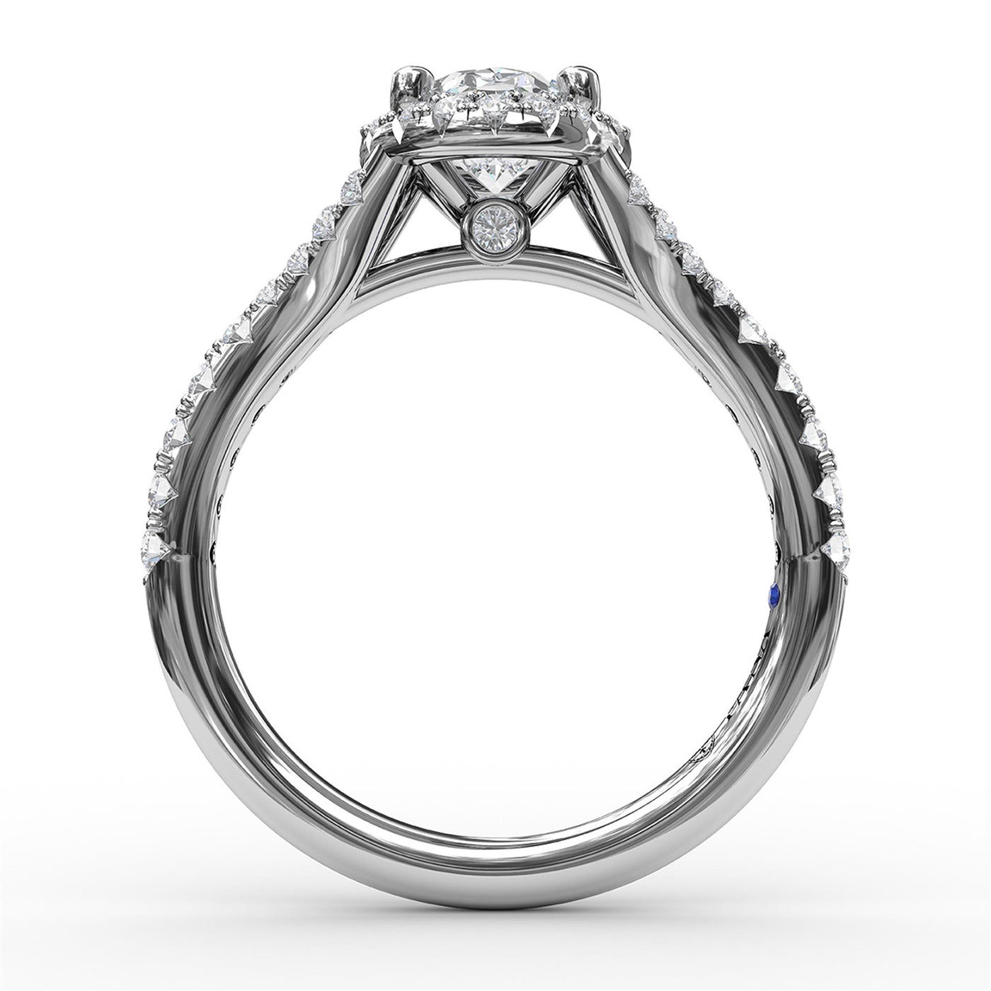 Fana 14K White Gold .48ctw Oval Halo Style Diamond Semi-Mount Engagement Ring