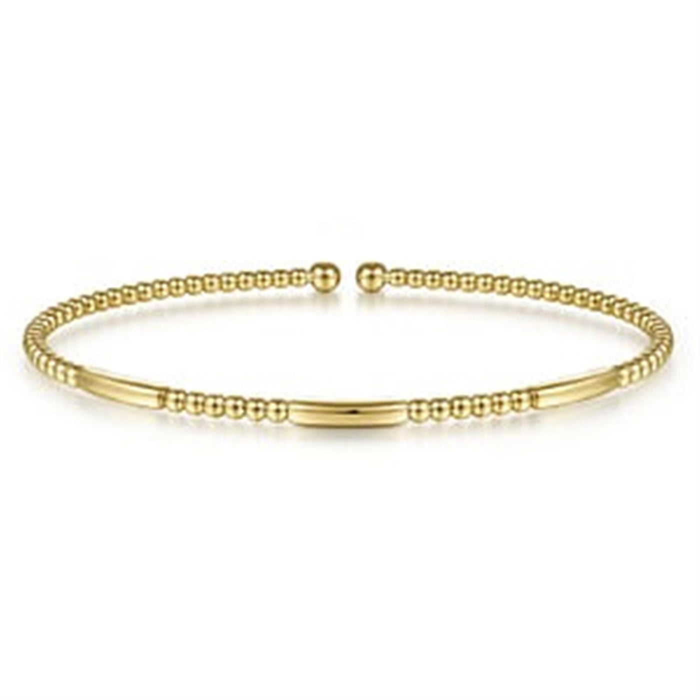 Gabriel 14K Yellow Gold 6.25" Solid Bangle Bead Fashion Bracelet