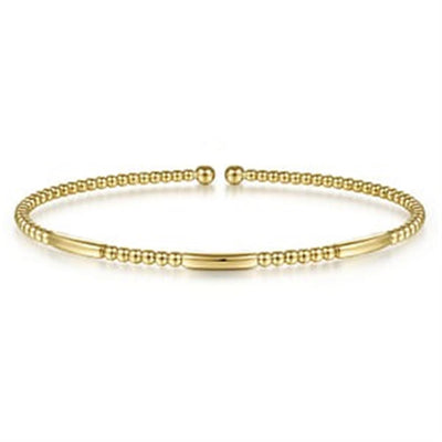 Gabriel 14K Yellow Gold 6.25" Solid Bangle Bead Fashion Bracelet