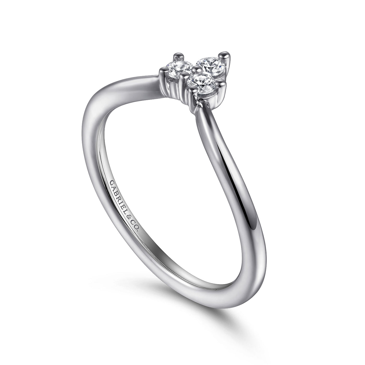 Gabriel - Kaslique Collection 14K White Gold 0.15ctw Chevron Diamond Band