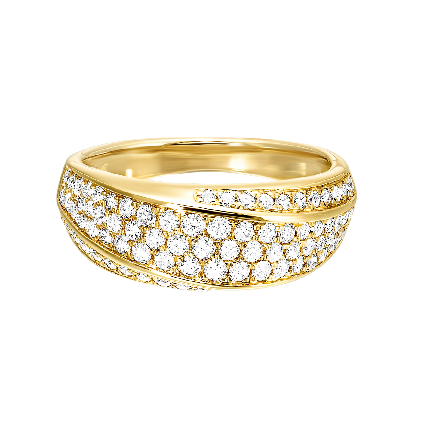 14K Yellow Gold 0.75ctw Tapered Dome Diamond Fashion Ring