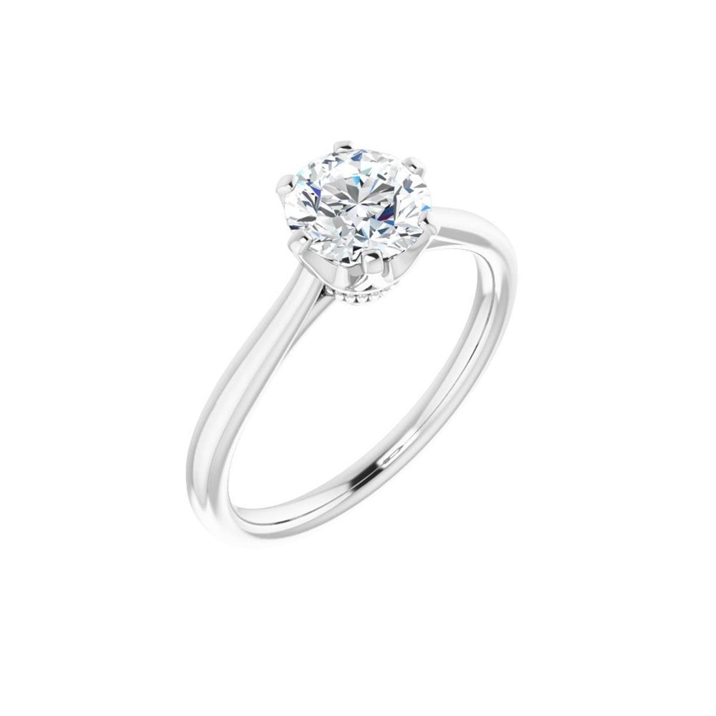 14K White Gold  6 Prong Style Diamond Semi-Mount Engagement Ring